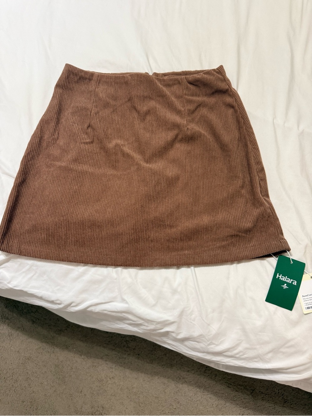 HALARA Brown Corduroy A-Line Mini Skirt